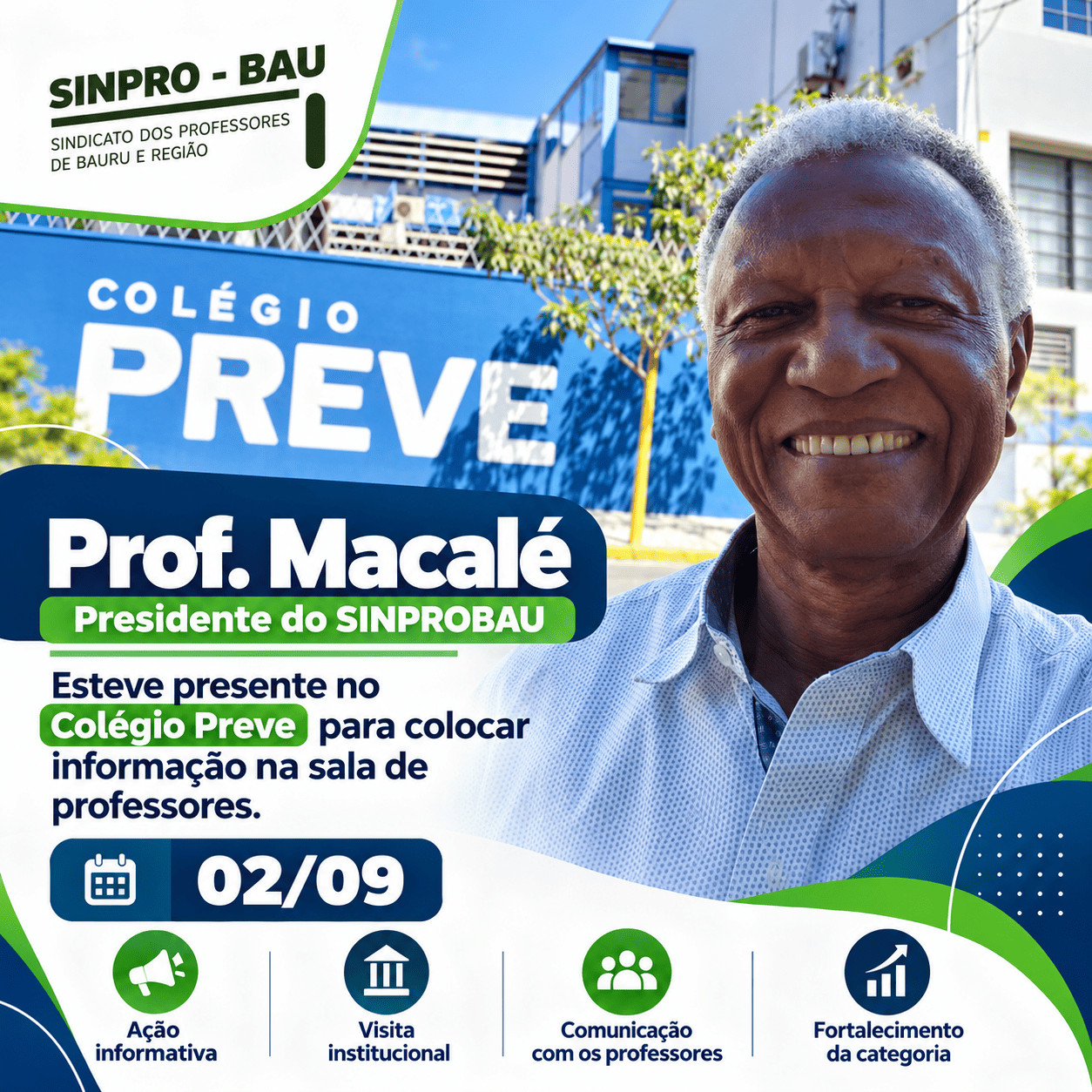 SINPROBAU presente no Colégio Preve – 02/09/2026