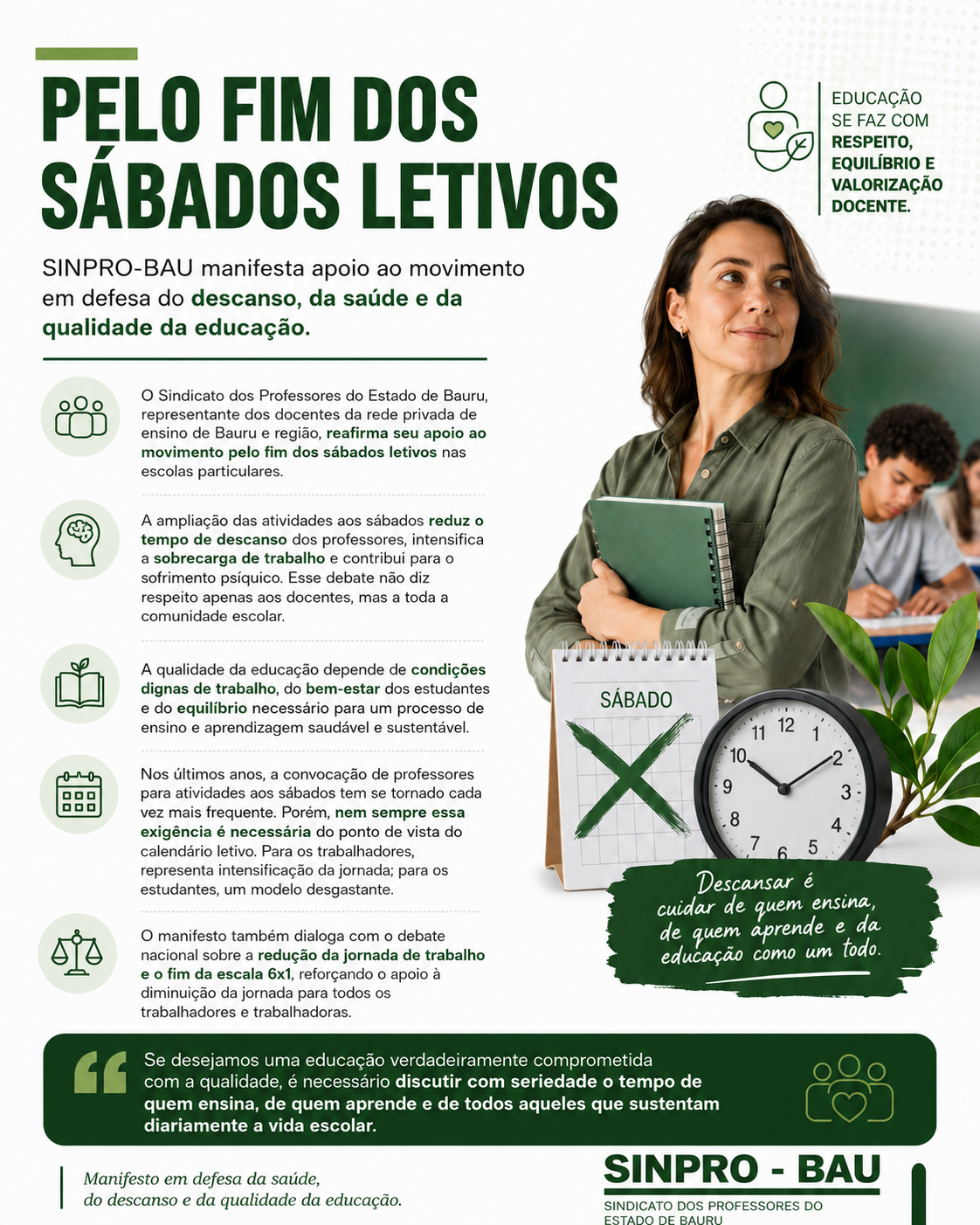 Pelo fim dos sábados letivos!