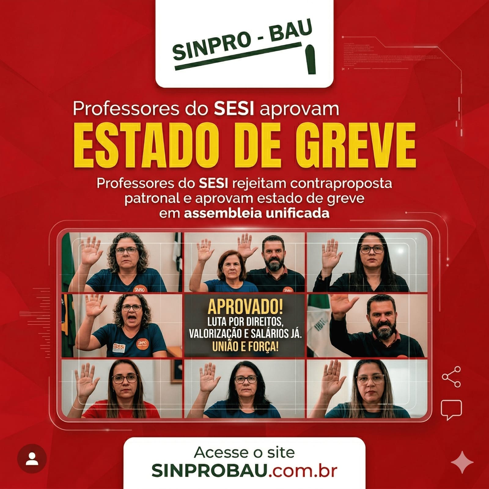 Professores do SESI rejeitam contraproposta patronal e aprovam estado de greve